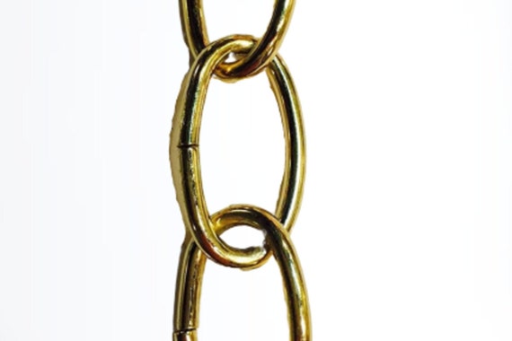3 Polished Brass 8 GA Oval Chandelier Chain Side Cut Decorative Bright Gold Steel Chain Lighting Lamp Ceiling Fixture Chains
