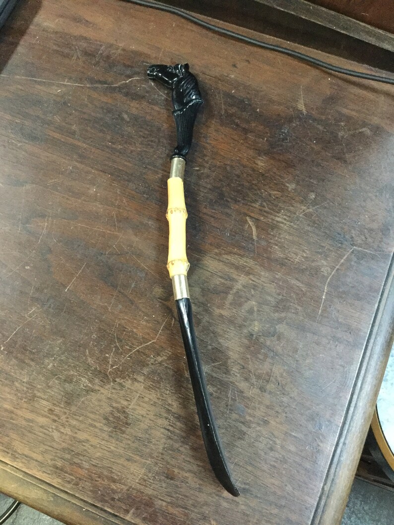 Black Horse Head and Bamboo Handle Shoe Horn