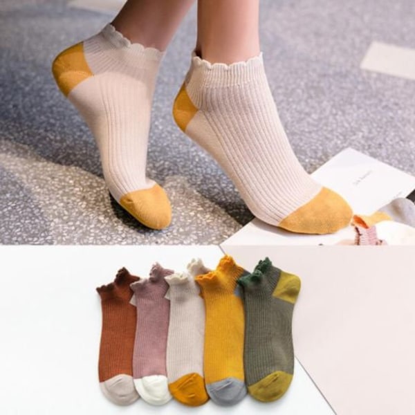 Cute Ribbed Cotton Ankle Socks/ Wrinkle Cuff Casual Women Fashion Socks