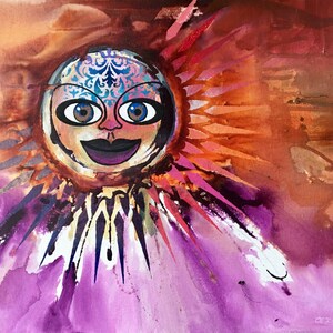 Sun Goddess #3 - 18 x 14 inch Original Acrylic Painting on Canvas Board