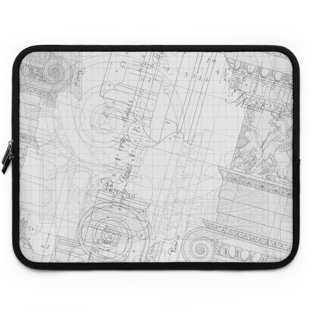 White Building Schematics Laptop Sleeve Etsy