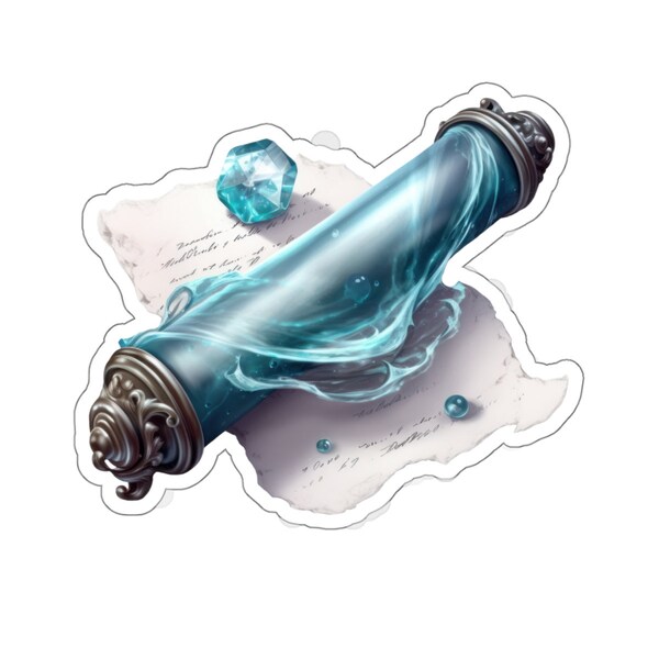 Water Elemental Styled Scroll Holder with Jewel Kiss-Cut Stickers