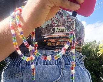 Phone Strap, long  Crossbody phone cord, cell phone charm, iPhone string, phone strap chain, bead phone lanyard, Detachable lanyard