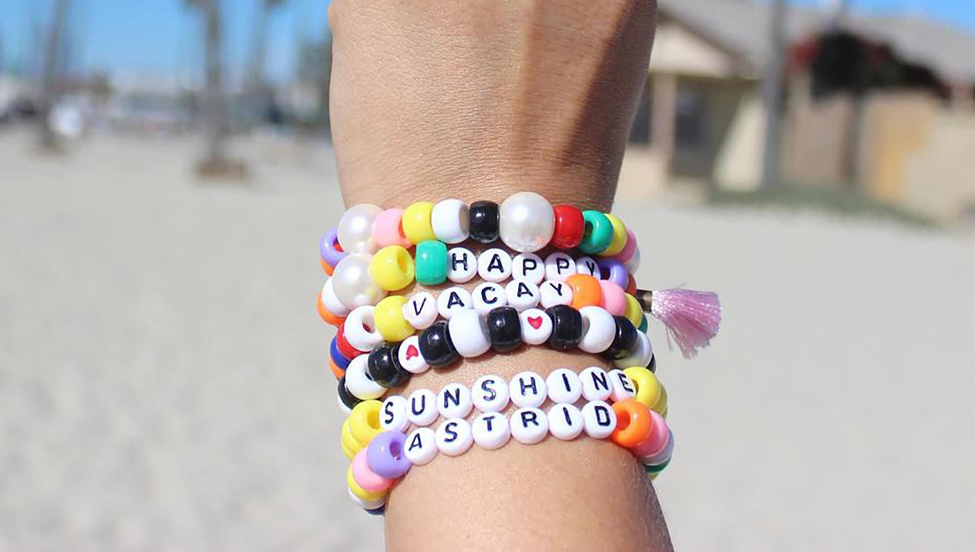 y2k handmade kandi bracelet 4pc set emo accessories scene core aesthetic  rainbow