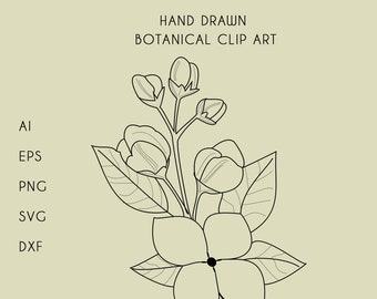 Hand drawn floral svg | floral line art | botanical svg | rose line art | botanical art | floral svg | botanical logo | botanical line art