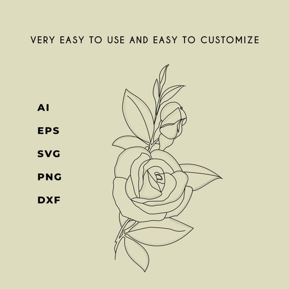 Download Hand Drawn Floral Svg Floral Line Art Rose Svg Botanical Etsy