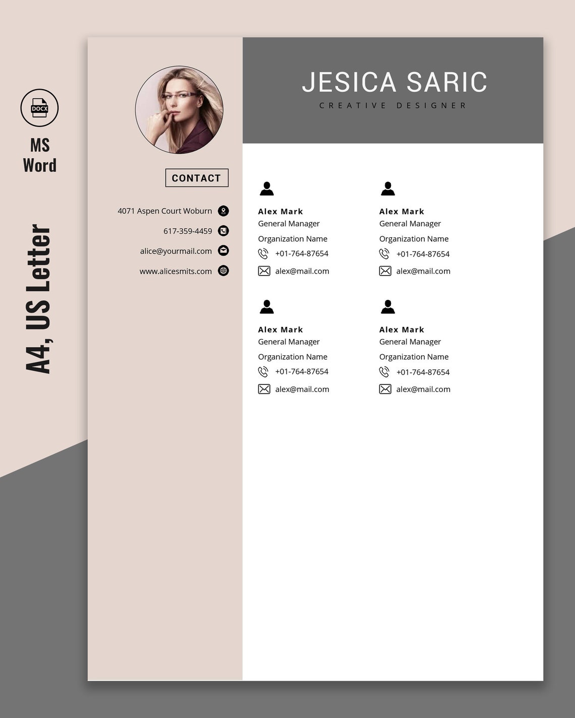 Professional resume template instant download 3 page resume | Etsy