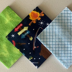 72 -  5” Flannel Camping Charm Pack, Pre-cut Flannel Boy Squares, Rag Quilt Squares, Flannel Toddler Quilt Squares