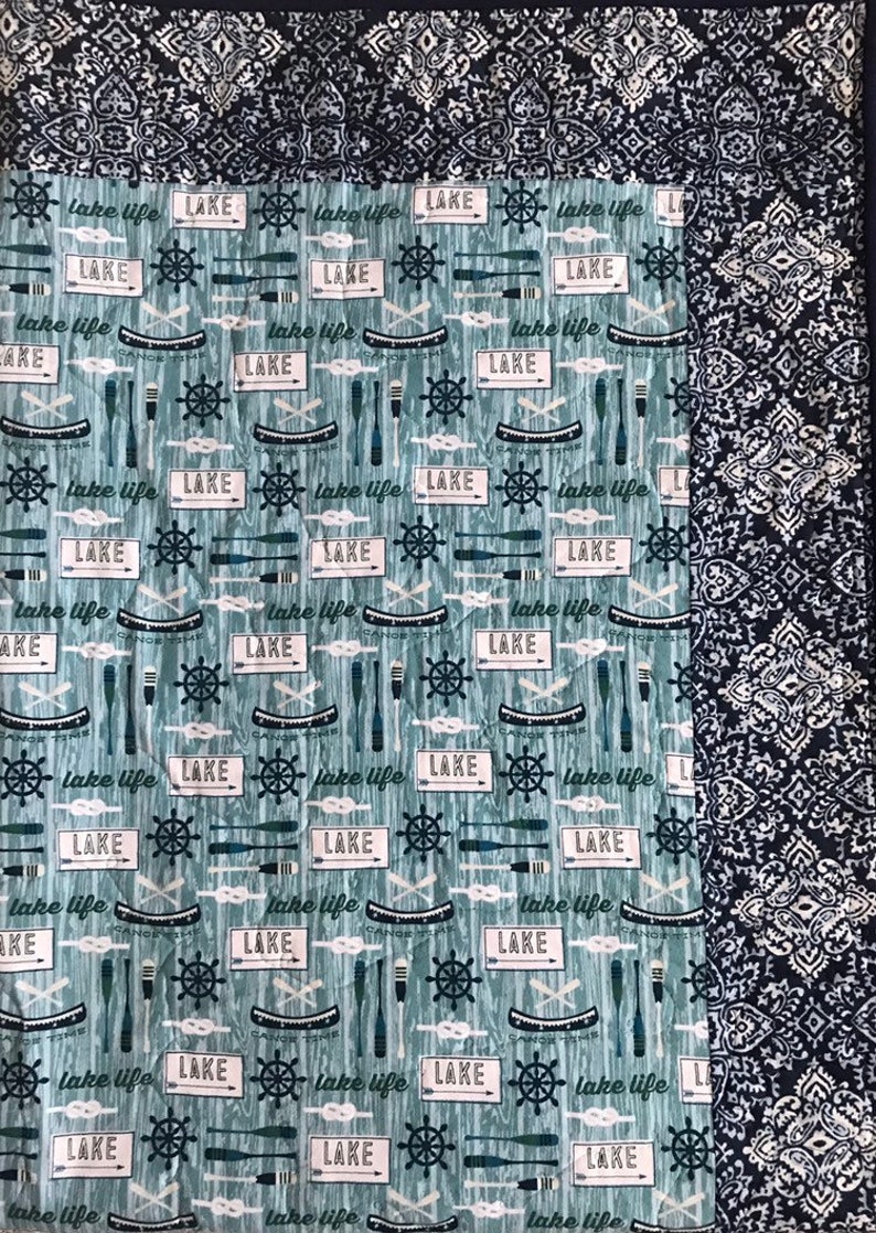 Flannel Throw Quilt Lake House Quilt Flannel Blanket Flannel Outdoor Quilt Lake House Decor