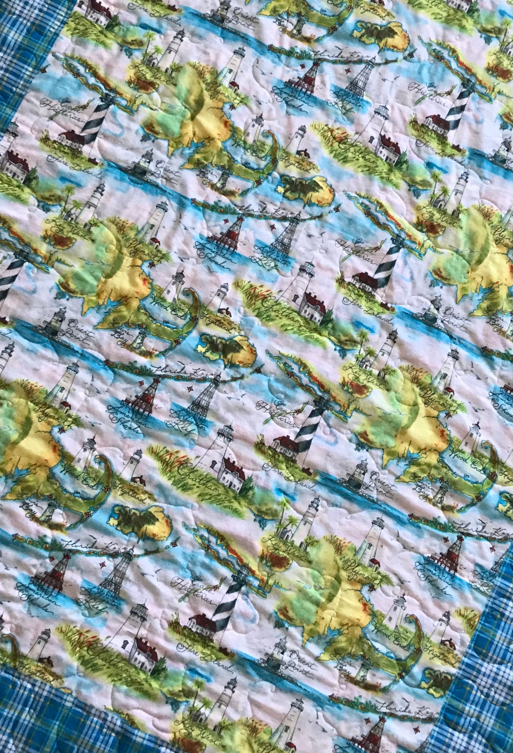 Flannel Lighthouse Quilt Lighthouse Blanket Lighthouse Throw Etsy