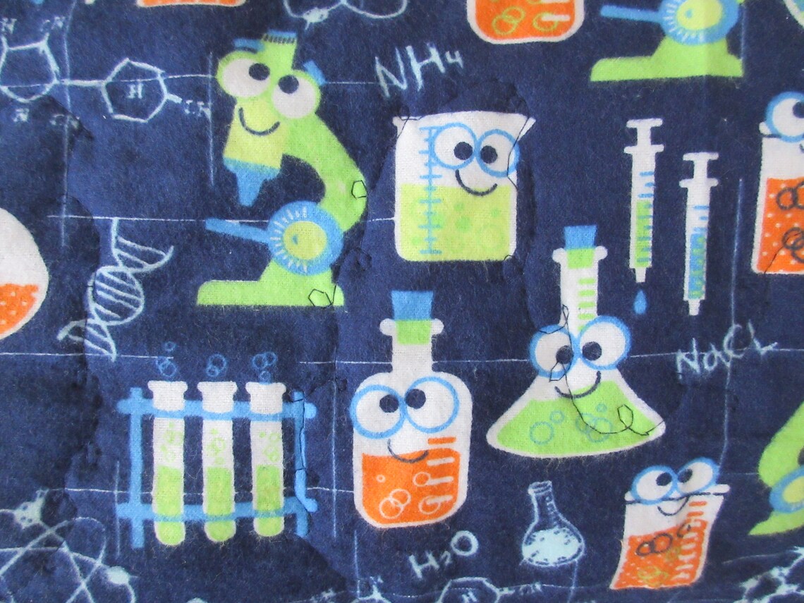 Flannel Science Quilt Flannel Quilt Oversize Throw Science Etsy