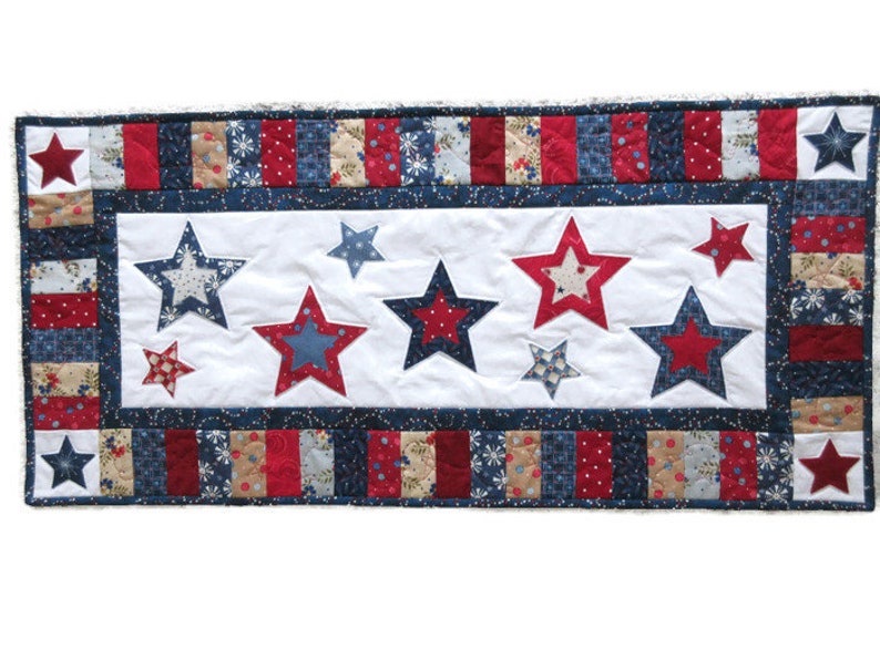 PDF Pattern Patriotic Table Runner Pattern, 4th of July Table Runner, Star Table Runner, Table Topper, Patriotic Decor image 2