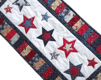 Wzór PDF na bieżnik patriotyczny, bieżnik na 4 lipca, bieżnik w kształcie gwiazdy, nakrycie stołu, wystrój patriotyczny