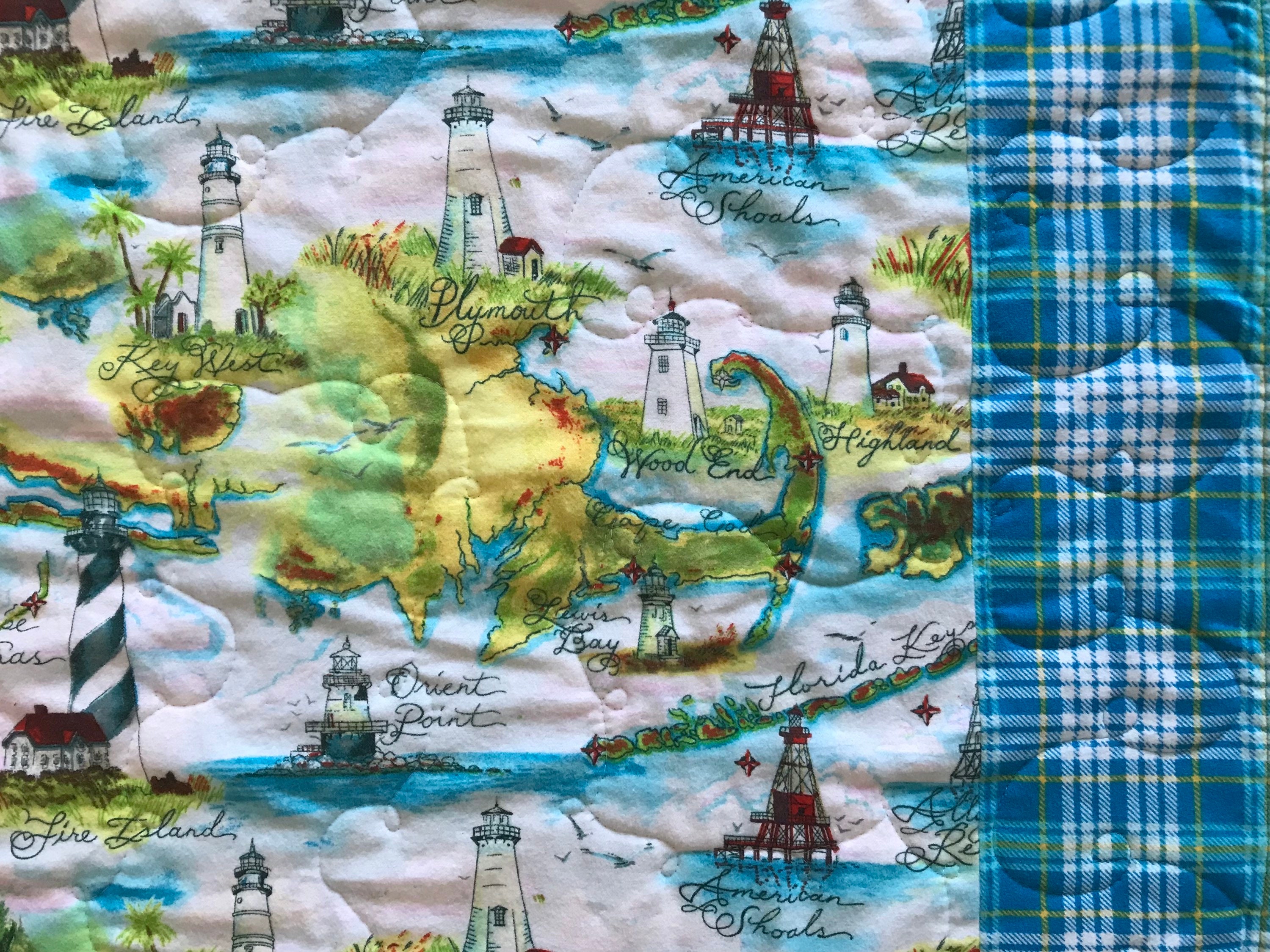 Flannel Lighthouse Quilt Lighthouse Blanket Lighthouse Throw Etsy
