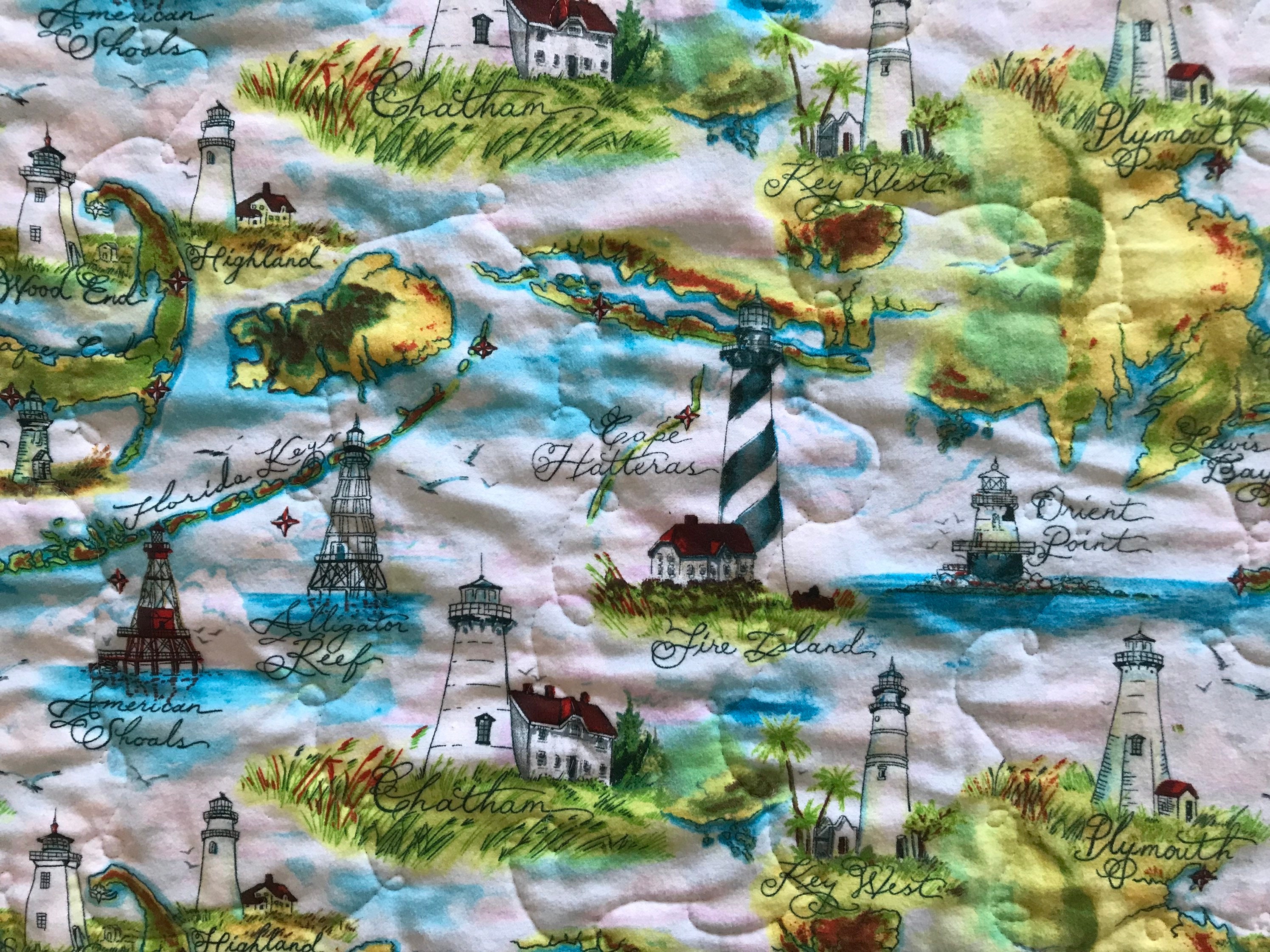 Flannel Lighthouse Quilt Lighthouse Blanket Lighthouse Throw Etsy