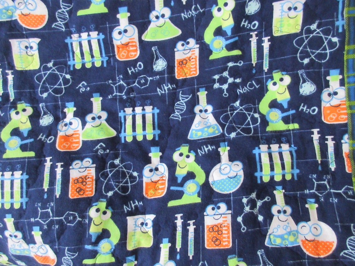 Flannel Science Quilt Flannel Quilt Oversize Throw Science Etsy