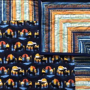 Flannel Rustic Outdoor Quilt, Cabin Quilt, Mens Quilt, Handmade Flannel Throw Quilt