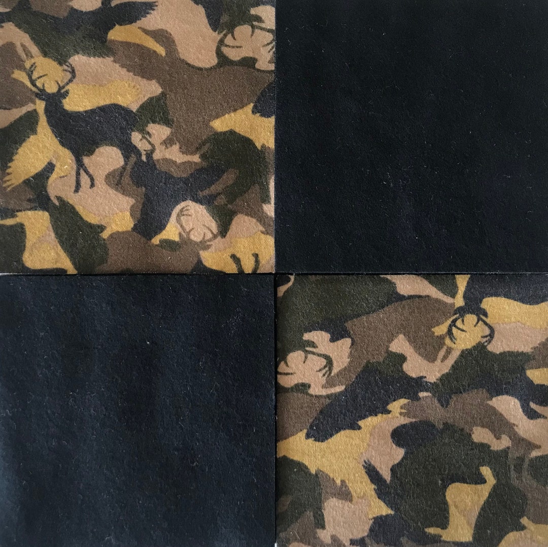 100 5 Flannel Camo Charm Pack, 56 Precut Flannel Squares, Camo Charm