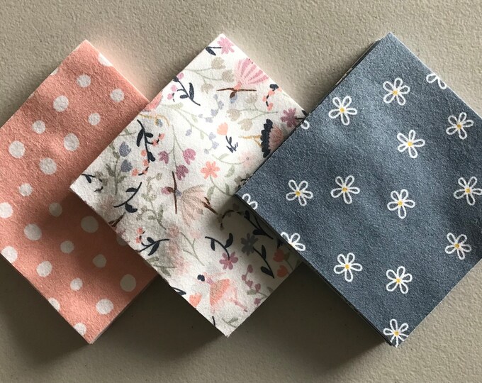 48 5 Flannel Floral Charm Pack, Precut Flannel Squares, Fairy Charm