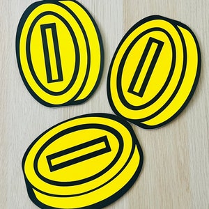 12 inches Mario Coins Cutouts, Mario Party Decoration, Coins Wall Decor