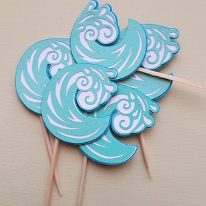 Set of 12 Ocean Waves Topper, Summer Wave Topper, Beach Theme Topper