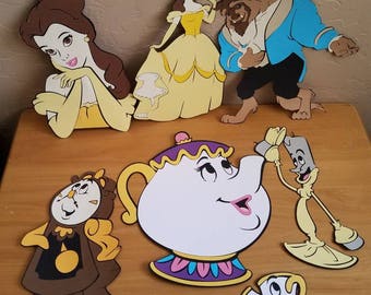 10 inches, 1 Whole Set of Beauty and the Beast Die cuts, Belle Die Cuts, Beast Die Cuts, Wall Decoration.