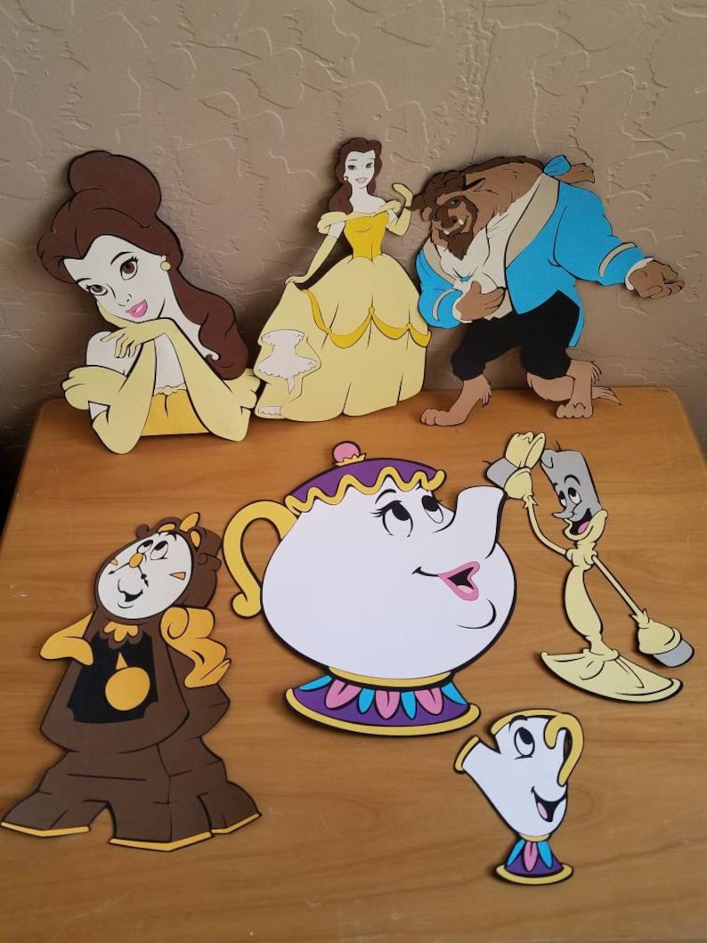 10 inches, 1 Whole Set of Beauty and the Beast Die cuts, Belle Die Cuts, Beast Die Cuts, Wall Decoration. image 1