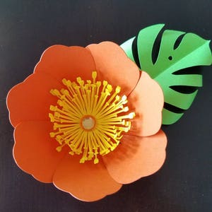 Set of 15, Tropical Paper Flowers, Hibiscus Flowers, Luau Flowers, Bridal Shower Decor, Baby Shower Decor, Nursery Room Decor