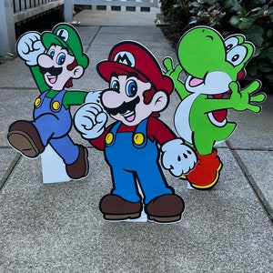 Cortes de moldes dos irmãos Super Mario de 15 polegadas, Mario e Luigi, Princesa Peach, decoração de aniversário, Mario Standee,