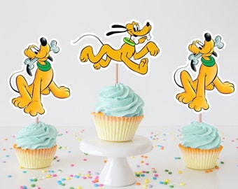 Pluto the Dog Cupcake Toppers, Pluto Theme Party, Dog Party