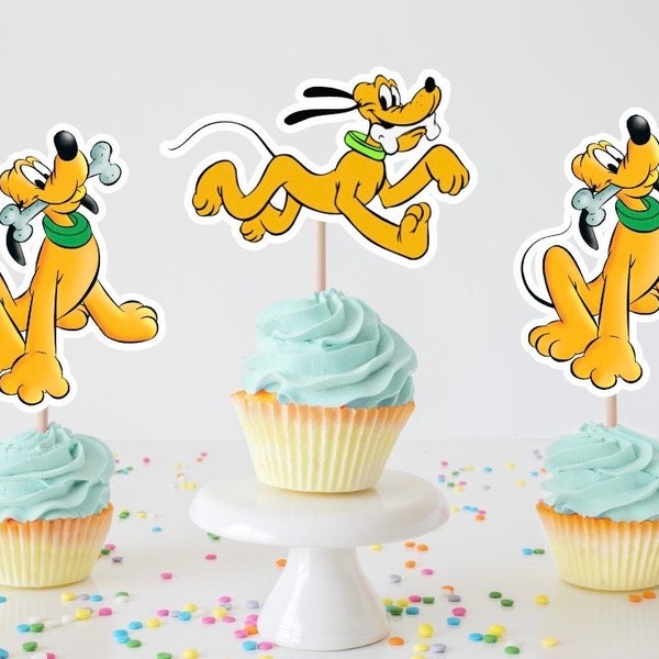 Pluto the Dog Cupcake Toppers, Pluto Theme Party, Dog Party