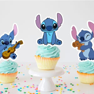 Personalized Stitch Inspired Cupcake Toppers, Lilo and Stitch Cupcake Toppers, Stitch Inspired Party Decoration, Stitch Name Toppers