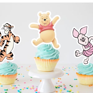 Classic Pooh and Friends Cupcake Toppers, Bear Cupcake Toppers, Honey Bear Toppers, Vintage Pooh Bear Cupcake Toppers