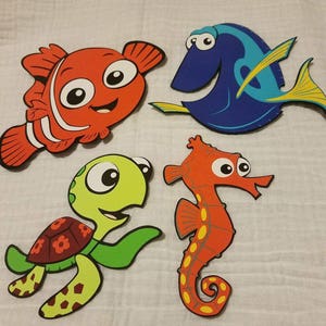 Set of 4  Finding Nemo, Finding Dory Die Cuts, Nemo Centerpiece, Dory Centerpiece, Wall Decal, Wall Art