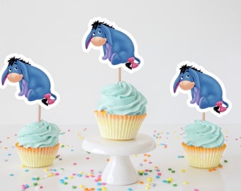 Eeyore Cupcake Toppers, Tigger and Friends Theme Party, Pooh, Tigger and Piglet Food Toppers