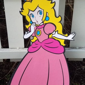 Stand de princesa Peach de 2 pies de tamaño grande, princesa Peach de Super Mario, accesorios para fotos de princesa Peach, decoración de cumpleaños de Super Mario Bro