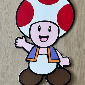 Recortes de Mario de sapo de 12 pulgadas, decoración de fiesta de Mario, recortes de setas
