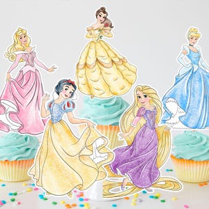 Decorazioni per cupcake a forma di principessa acquerello, decorazioni per feste di compleanno