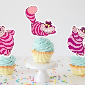 Cheshire Cat  Cupcake Toppers, Cat Theme Food Pick, Birthday Theme Party Decor