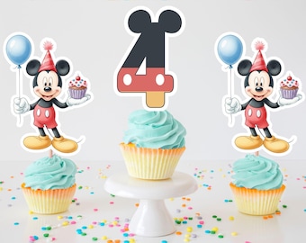 Mickey verjaardag cupcake toppers, feestdecoraties