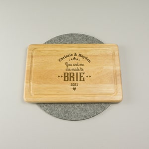 Personalised 'made to Brie' cheese serving platter. Custom wooden cheese board. Gift for couples. Wedding engagement present L183SML
