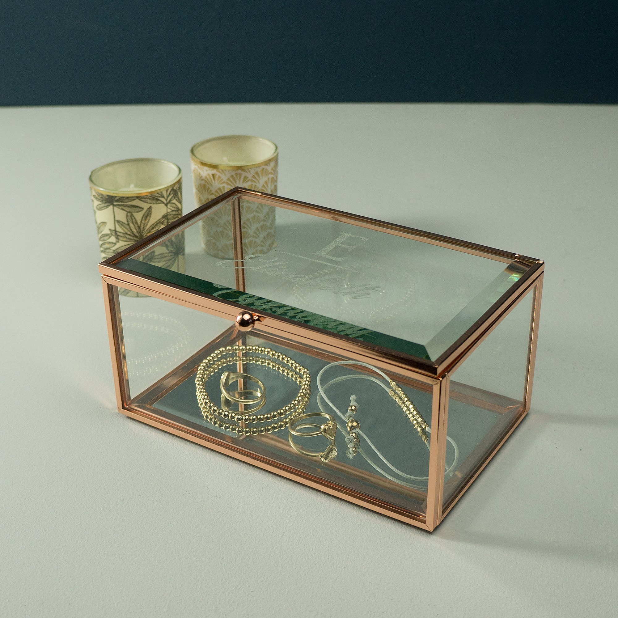 Personalised Glass Panel Jewellery Box. Engraved Monogram Etsy UK