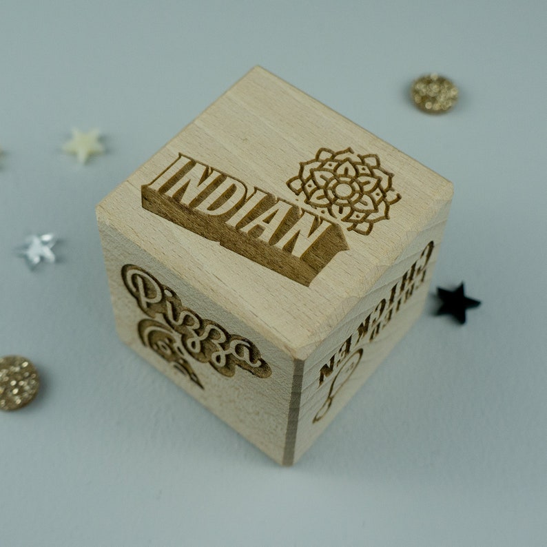 Personalised takeaway food dice. Wooden decision maker dice Etsy