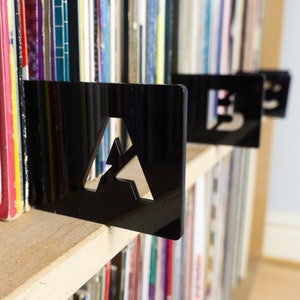 Record vinyl a-z dividers. Gloss and fluorescent plastic markers for LPs albums 12' records retro music lover present