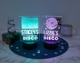 Personalised multi colour LED sign. Custom engraved Kitchen Disco light up name plaque decoartion. Small neon sign. Home decor  L113