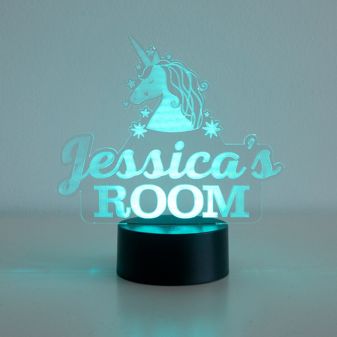 Custom Bedroom LED Name Plaque Personalise LED Signs. Wireless Unicorn ...