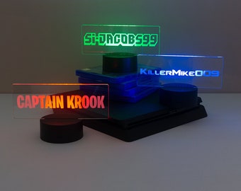 Gaming LED sign name plaque. Personalised gamer tag light up multi colour room decoration. Gift for gamers live streamers   L175
