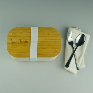 Custom bamboo lunch box. Personalised Plastic free eco friendly sandwich container Meal bento box L122