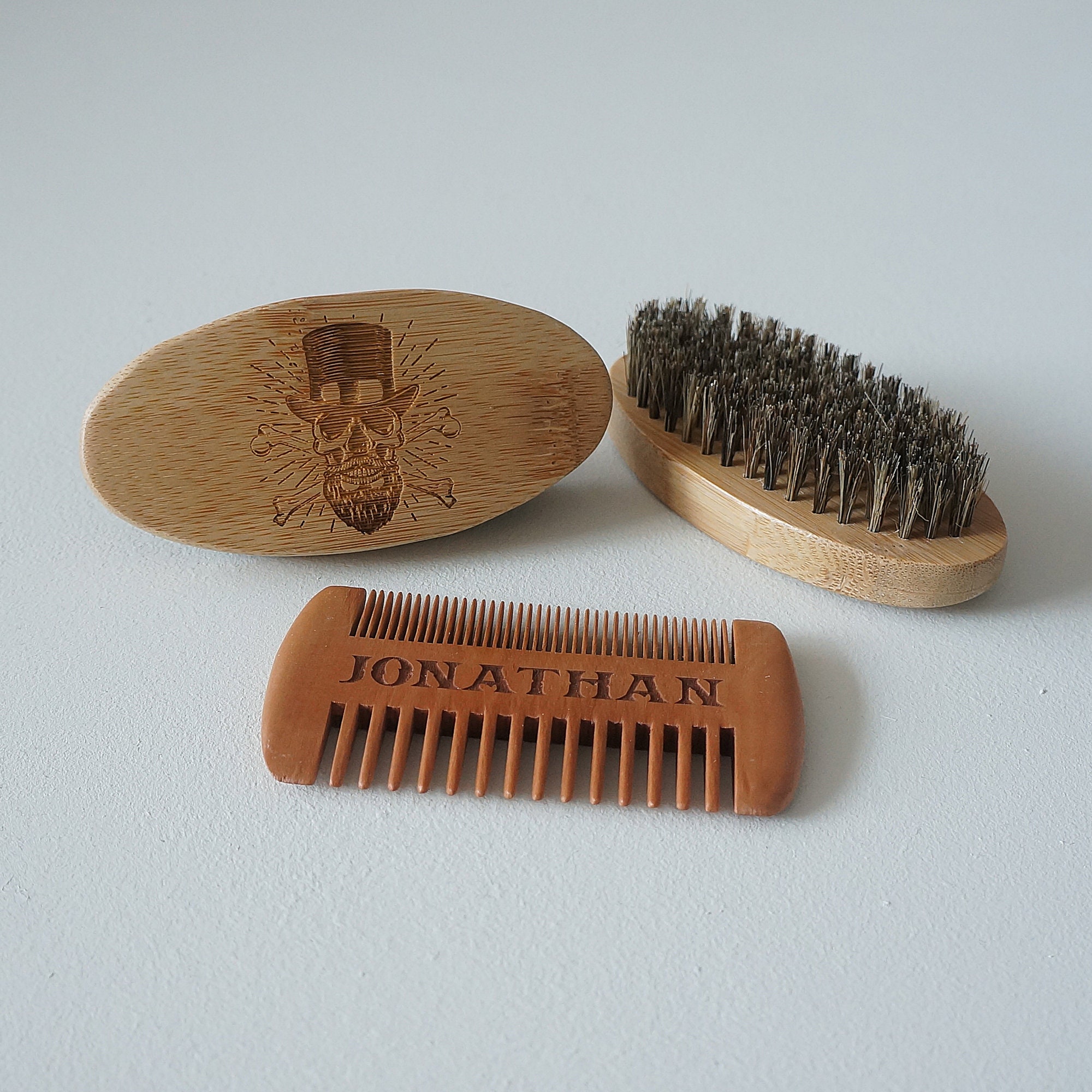 Beard and Moustache Comb Brush. Personalize Mens Grooming Kit. Etsy