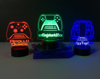 Personalised Gamer Tag LED Sign | Custom Controller Gaming Room Light